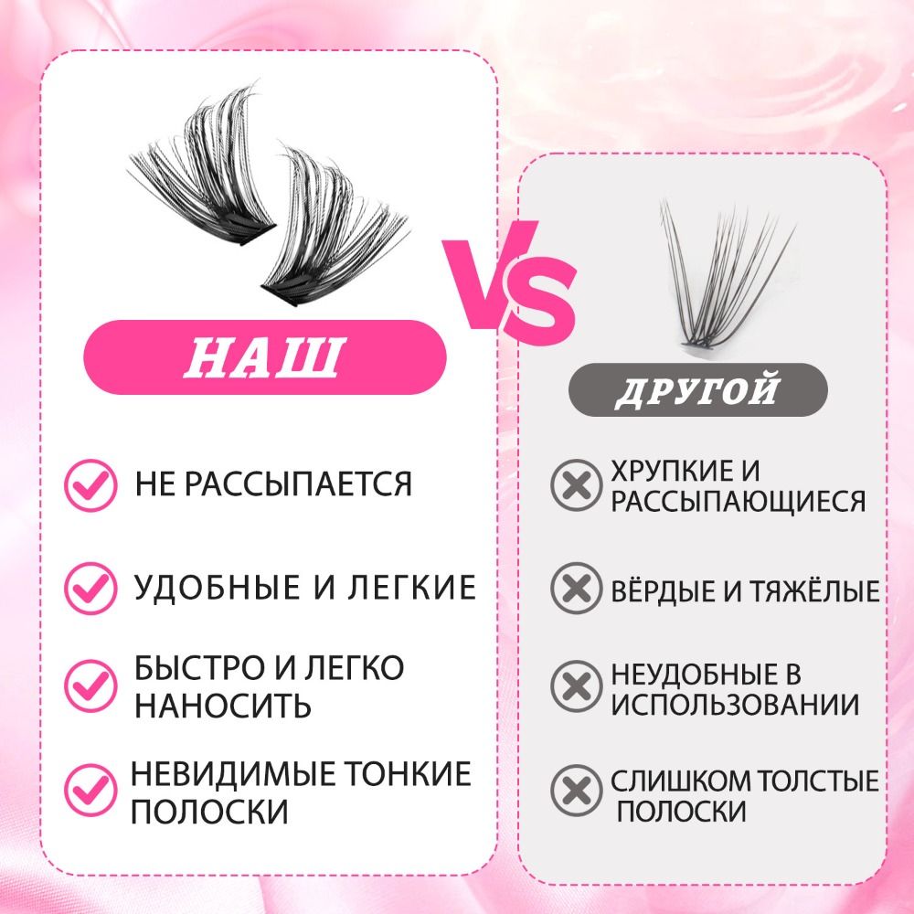 Eyelash Extension Kits - رموش صناعية بمظهر طبيعي، تصميم ثلاثي