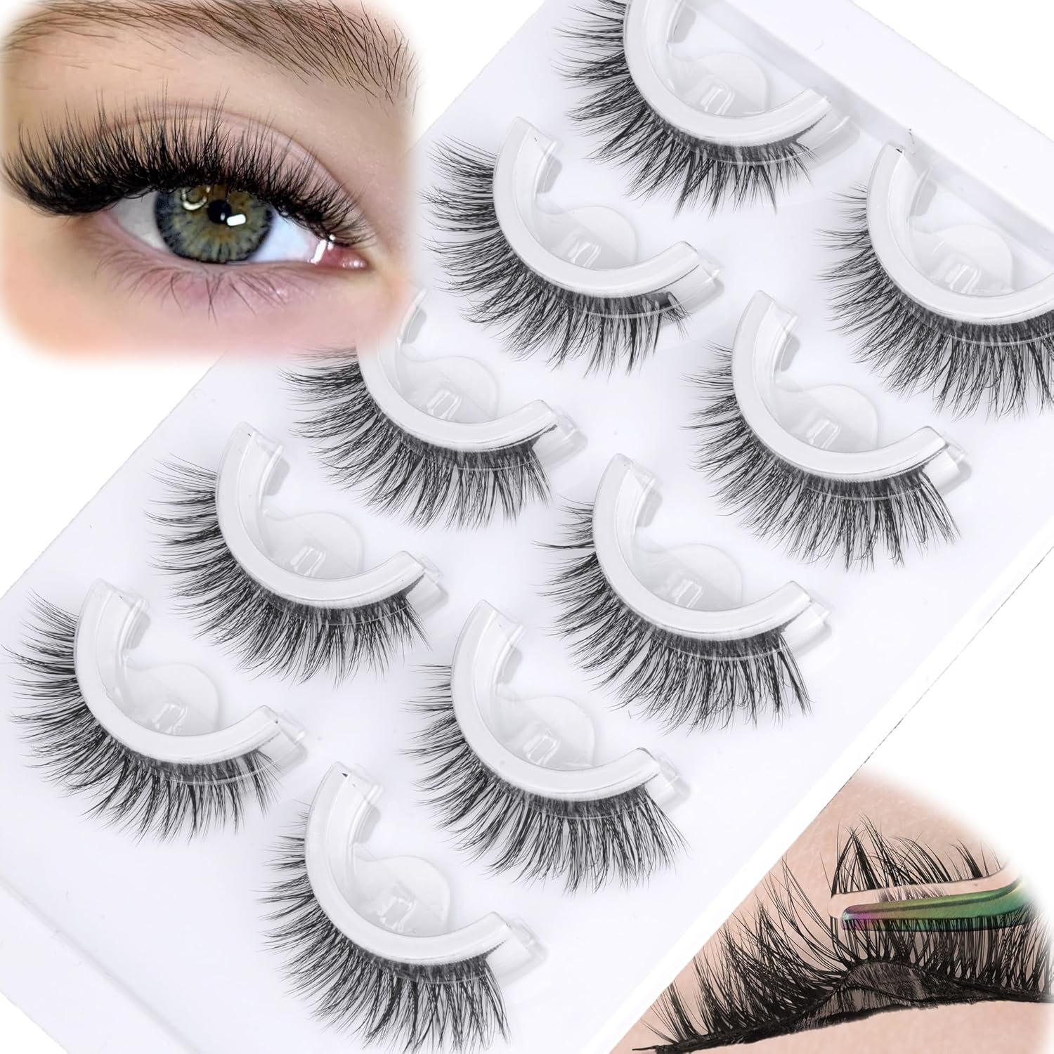 5 أزواج قبل لصقها نصف جلدة الن - مراجعة Eyelash Extension Japanese وسعره