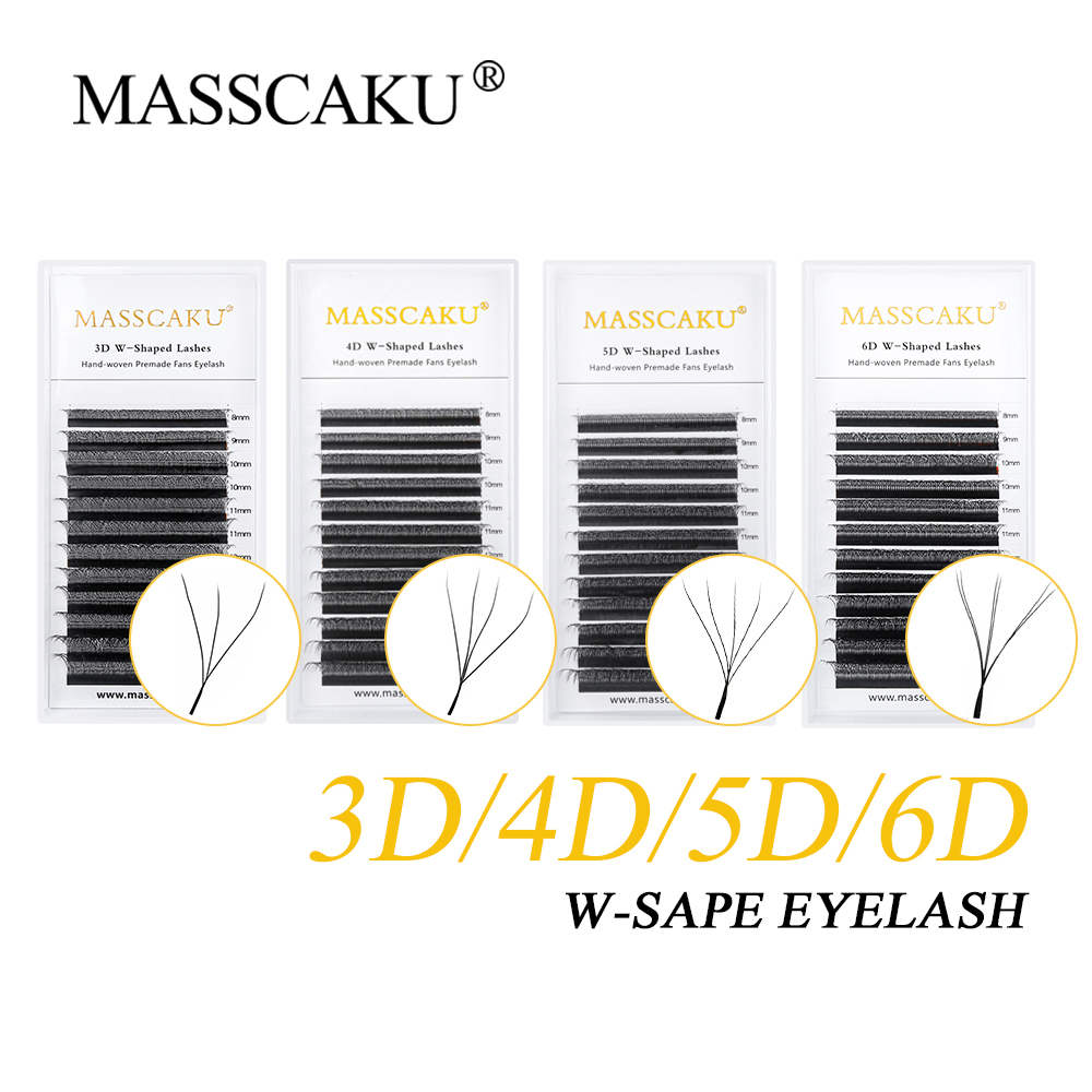 MASSCAKU 3D 6D 8D W شكل جلدة ع - مراجعة Eyelash Extension Hybrid وسعره